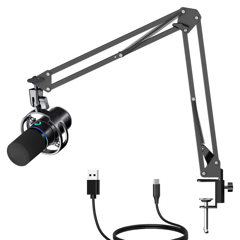 WM8 Dynamic USB/XLR Desktop Microphone Streaming Gaming Podcast Recording With RGB Lighting Metal Stand