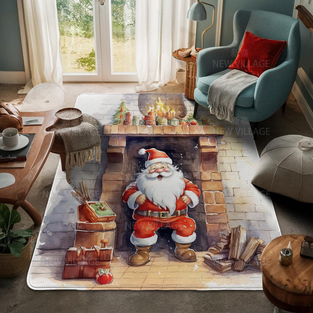 House Entrance Carpet Home Door Mat Living Room Bath Foot Bathroom Non-slip Water Absorption Rugs Bath Merry Christmas Winter