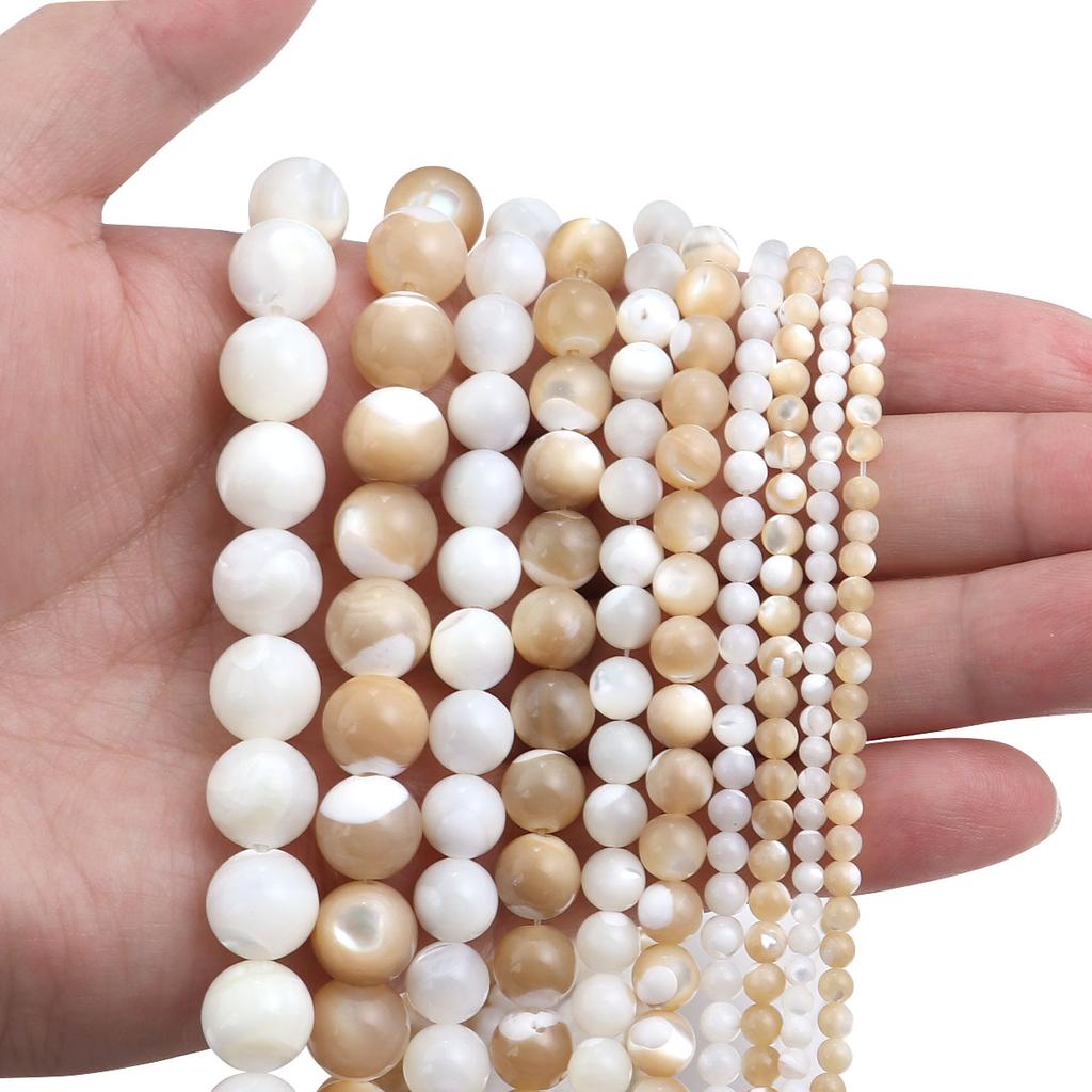 3 4 6 8 10mm Natural Shell Beads Mother of Pearl Trochus Shell Round Loose Beads For Jewelry Making DIY Necklace Accessories
