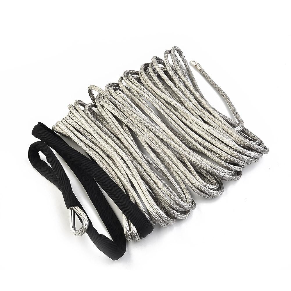 Synthetic Winch Rope Line Cable Tow Cord With Sheath Gray Light Weight
