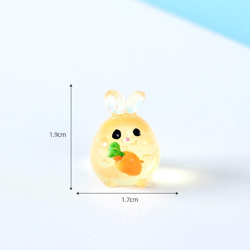 Cute Glow-in-the-dark Little Rabbit Animal Figurine Decorative Accessories Mini Car Desktop Ornaments