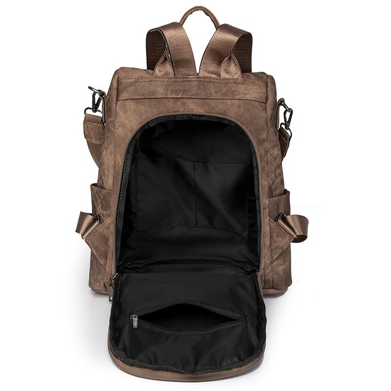 Women's Soft Leather Backpack Large Capacity Student Commuter Schoolbag Tassel Travel Backpack