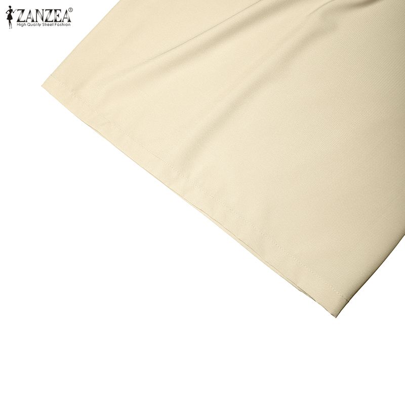 ZANZEA Women Elastic Waist Loose Casual Wide Leg Culottes Pants