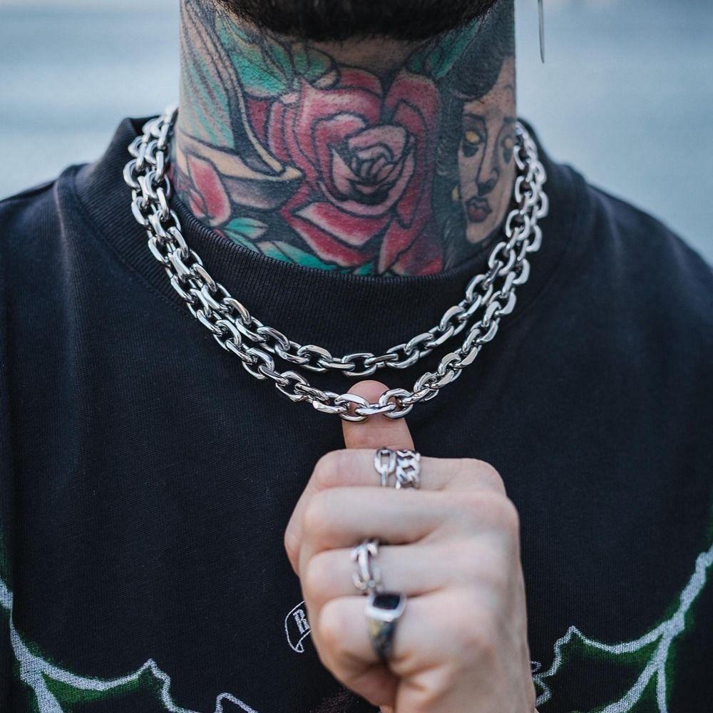 8mm Thickness Cable Necklace Stainless Steel Grunge Jewelry Punk Necklace Alternative Jewelry