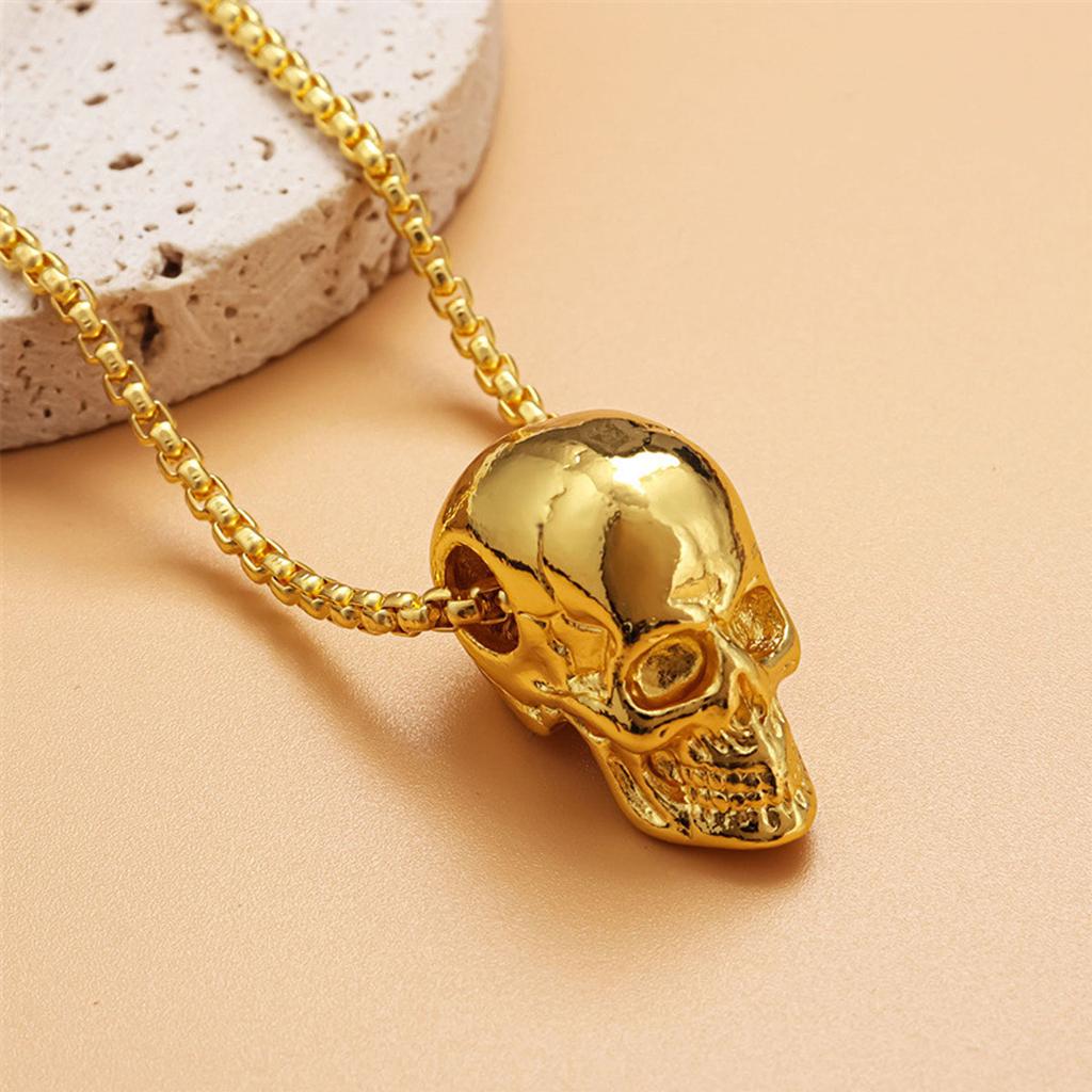 European and American Titanium Steel Skull Necklace Punk Men's Minimalist Pendant