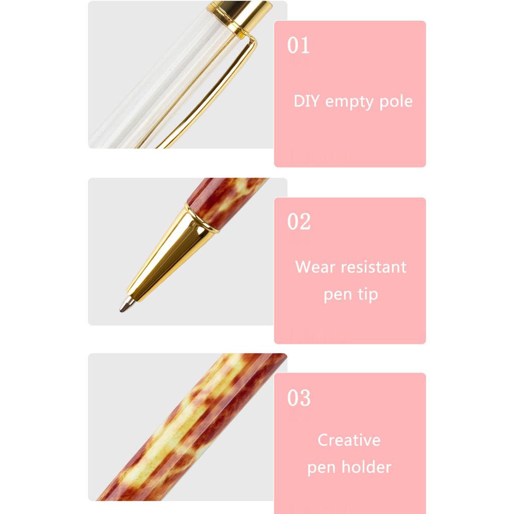 6 ks Neobvyklá kuličková pera s kovovým klipem na pero, Kancelářské podpisové pero, Otočný mechanismus, Hrot 1,0 mm, Píše hladce pro ženy, dívky