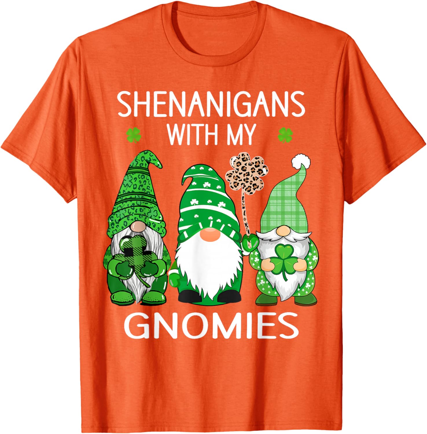 Shenanigans with My Gnomies St Patricks Day Gnomes Graphic Tee Casual Cotton T-Shirt 4XL