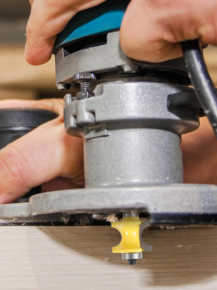 5Pcs 1/2 Inch Shank Bullnose Router Bit Set Carbide Radius Half Round Bearing Router Bit Sturdy Edge Cutting Bit Woodworking