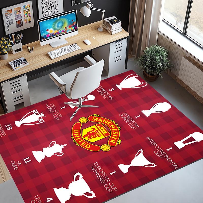 Tappeto con Fantasia Manchester United F.C., Tappetino da Interno/Esterno, per Picnic, Sala Giochi, Camera da Letto, Ufficio, Soggiorno, Tappeto Decorativo per la Casa, Regalo di Compleanno