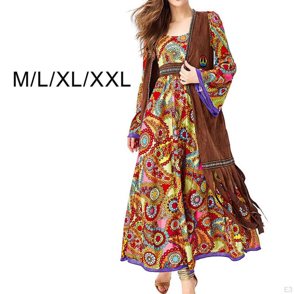 Hippie Costume for Women Girls 60S 70S Outfit Party Holiday Halloween