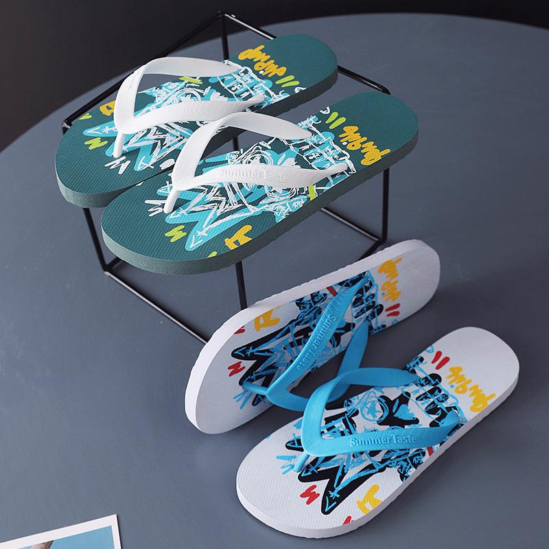 2025 New Men's Rubber Flip-Flops Trendy Anti-Slip Beach Sandals for Summer Casual Non-Slip Slippers Students Lightweight Stylish