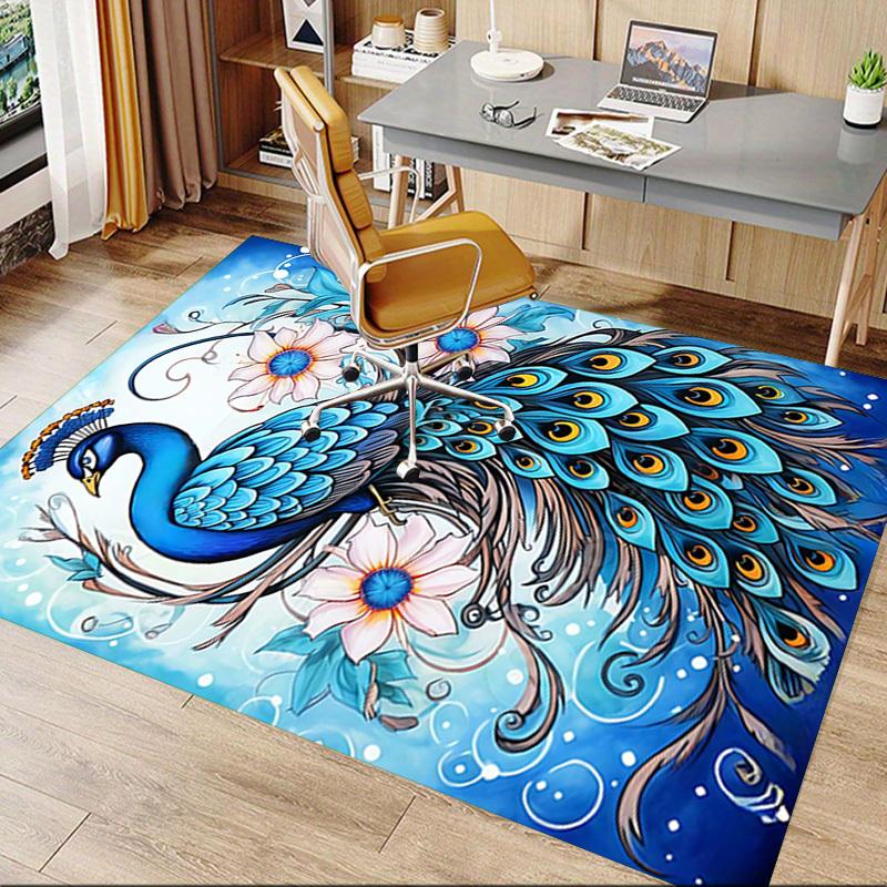 1PC Peacock Flowers Extra Large Non Slip Floor carpet, Office, family, Studio   Large Area Rug Indoor Rugs, Bold Statement Piece