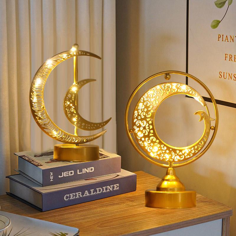 Eid Mubarak Iron Art Moon Star Led Hollow Light Ramadan Decoration 2026 Home Islamic Muslim Festival Party Supplies Eid