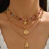 Mehrschichtige Kette Handgefertigte Perlen Halsketten Muschel Anhänger Quasten Choker Für Frauen