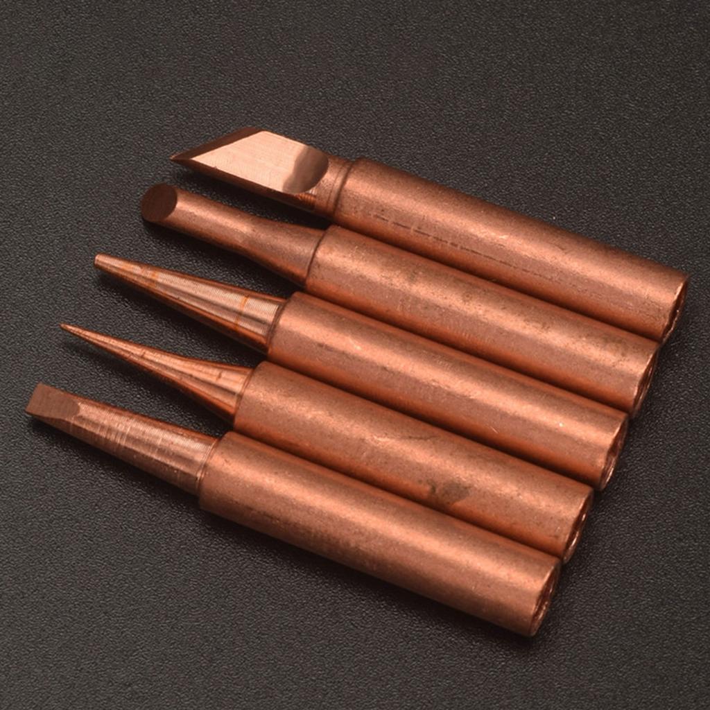 5/6/7pcs Copper Soldering Iron Tips Set Thermal Soldering Tips Upgrades for Lead Frees Welding & BGA Soldering Tool