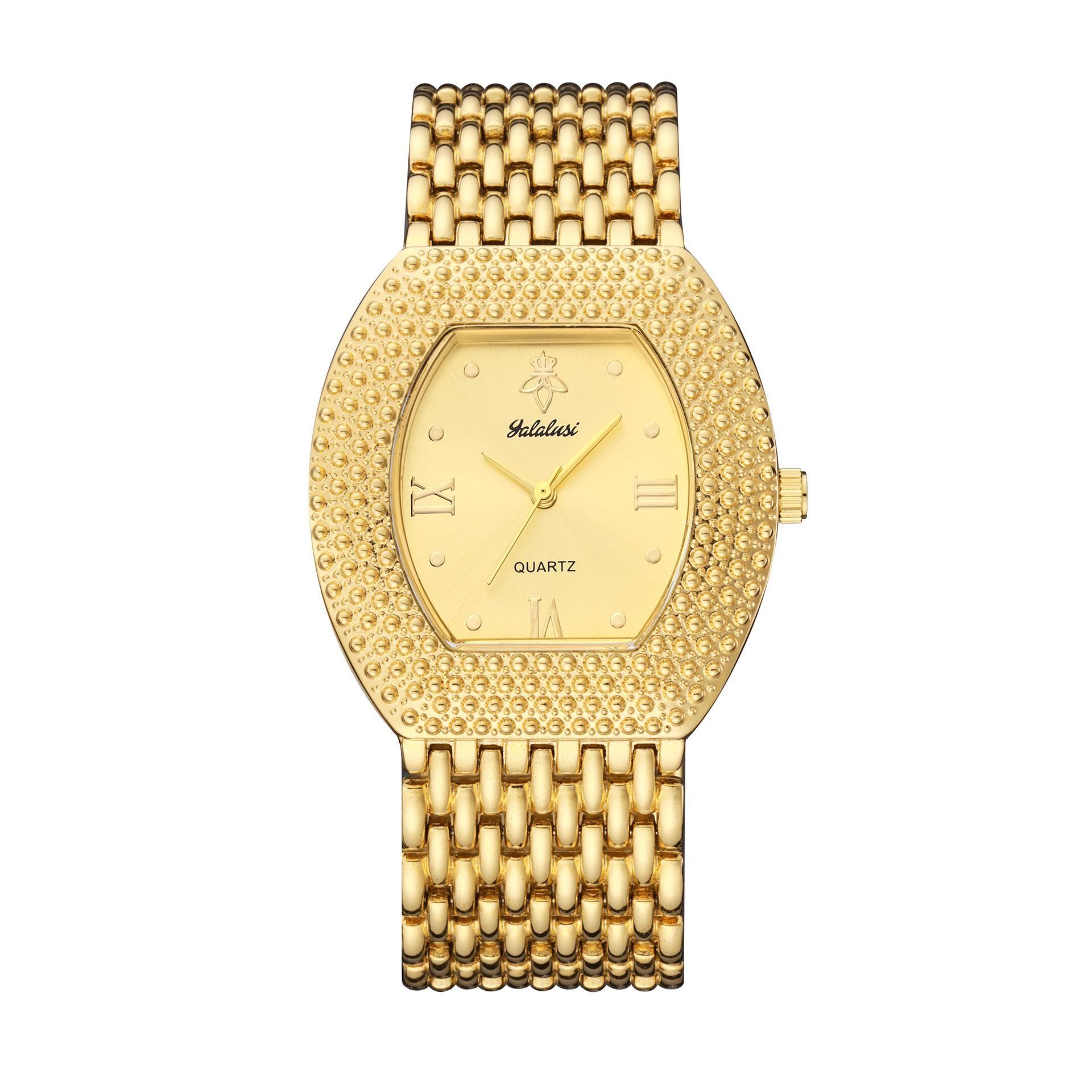 Classic Gold Plated Women s Watch Roman Numeral Dial Oval Shape Textured Bezel Alloy Band Business Casual Wristwatch золотой