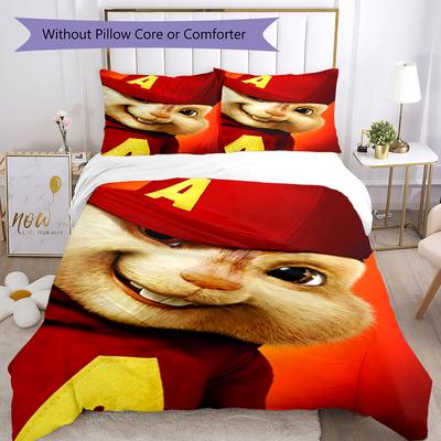 Juego de Ropa de Cama de 3 Piezas de Alvin y las Ardillas Funda Nórdica con Cierre Incluye 1 Funda Nórdica y 2 Fundas de Almohada, Suave y Cómodo para Todas las Estaciones.