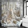 Christmas White Elk Christmas Tree Decorative Shower Curtain, Bathroom Decorative Shower Curtain, Waterproof Shower Curtain with