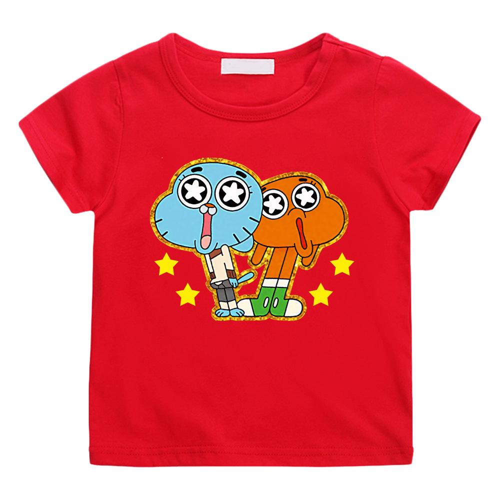 Die wunderbar seltsame Welt von Gumball Sommer Cartoon 100% Baumwolle Druck Cartoon Kurzarm Kinder T-Shirt Animationskostüme