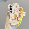 KEYSION Cartoon Cute Plush Embroidery Case for VIVO V40 Lite with Lanyard PU Leather Shockproof Phone Cover for VIVO Y200 5G Y19S