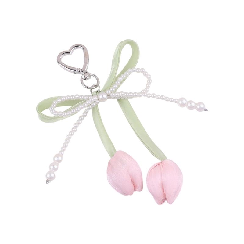 Pearls Bows Bag Charm Pendant Aesthetic Purse Charms Aesthetic keychains Keyring for Women Backpack Purse Handbag Decors