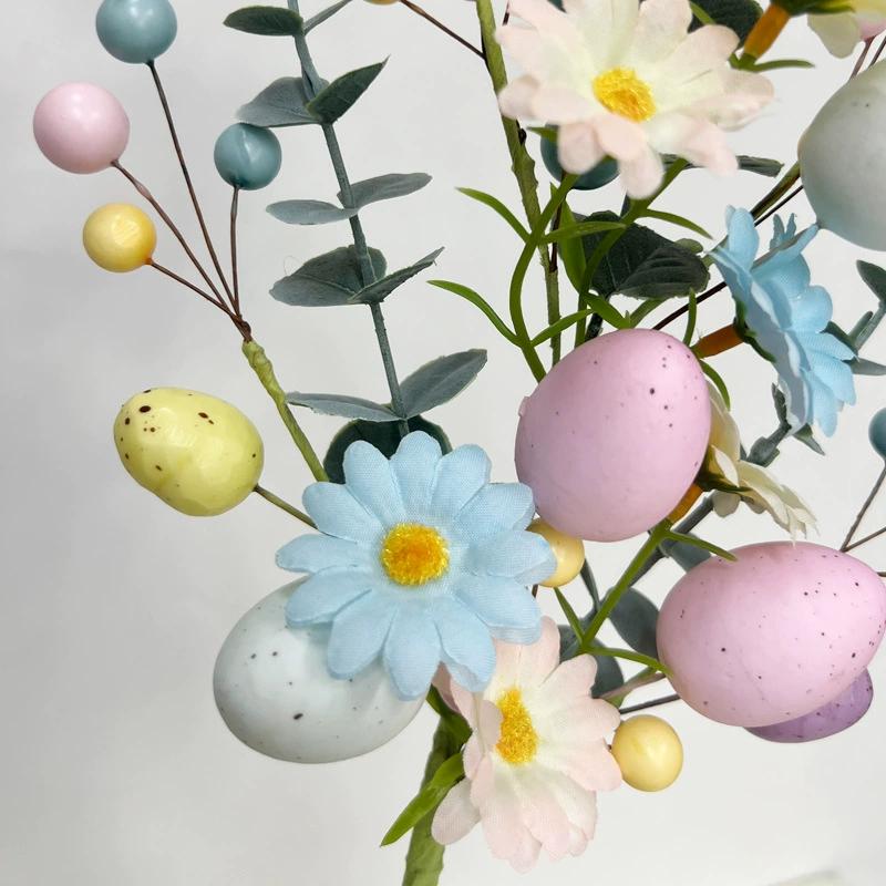 Easter Party Eggs Branch Decoration with Artificial Flower DIY Flower Bouquet for Table Easter Garden Party Desktop Decoration