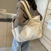 Women's Casual Corduroy Tote Bag Striped Shoulder Bag with Fixed Straps Zipper Large Capacity Handbag for Daily Outings and Shop