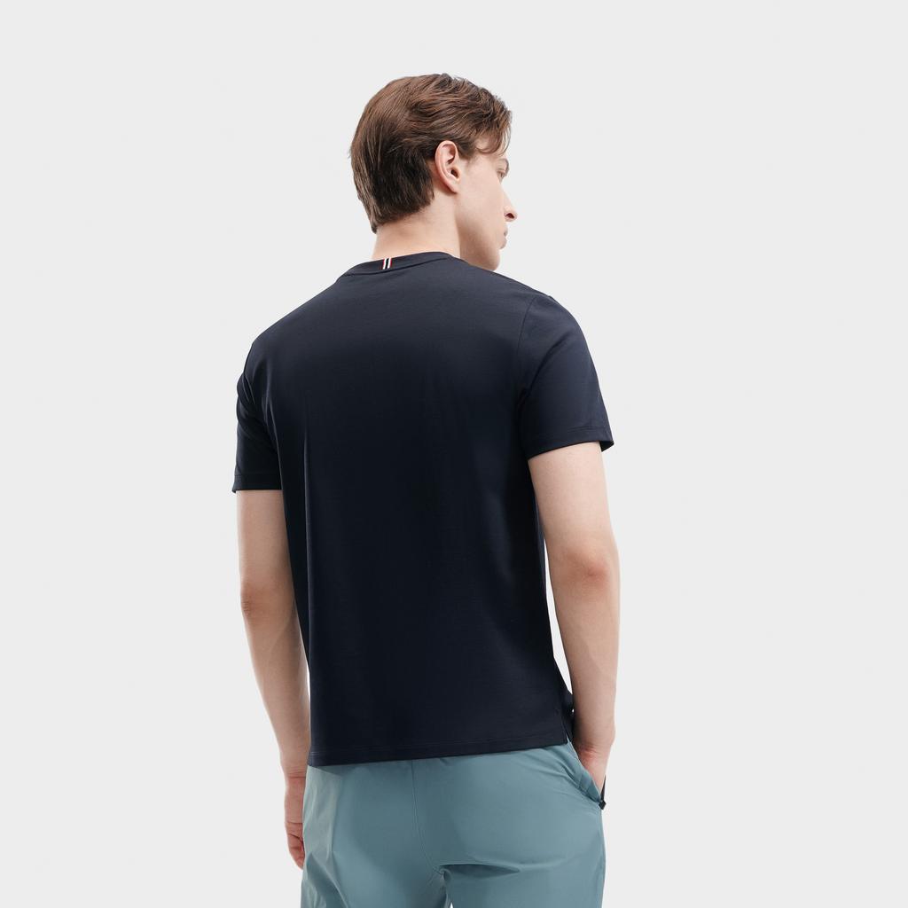 FILA Modern Heritage Fashion Casual Simple Knit Crew Neck Short Sleeve Nautical T-Shirt Men T-Shirts Legendary-Blue F11M421110FNV