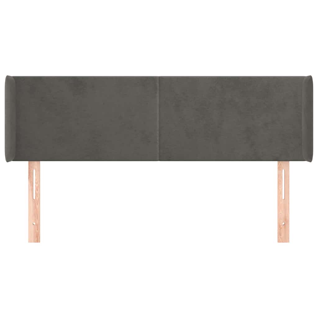 vidaXL Kopfteil mit Ohren Dunkelgrau 147x16x78/88 cm Samt