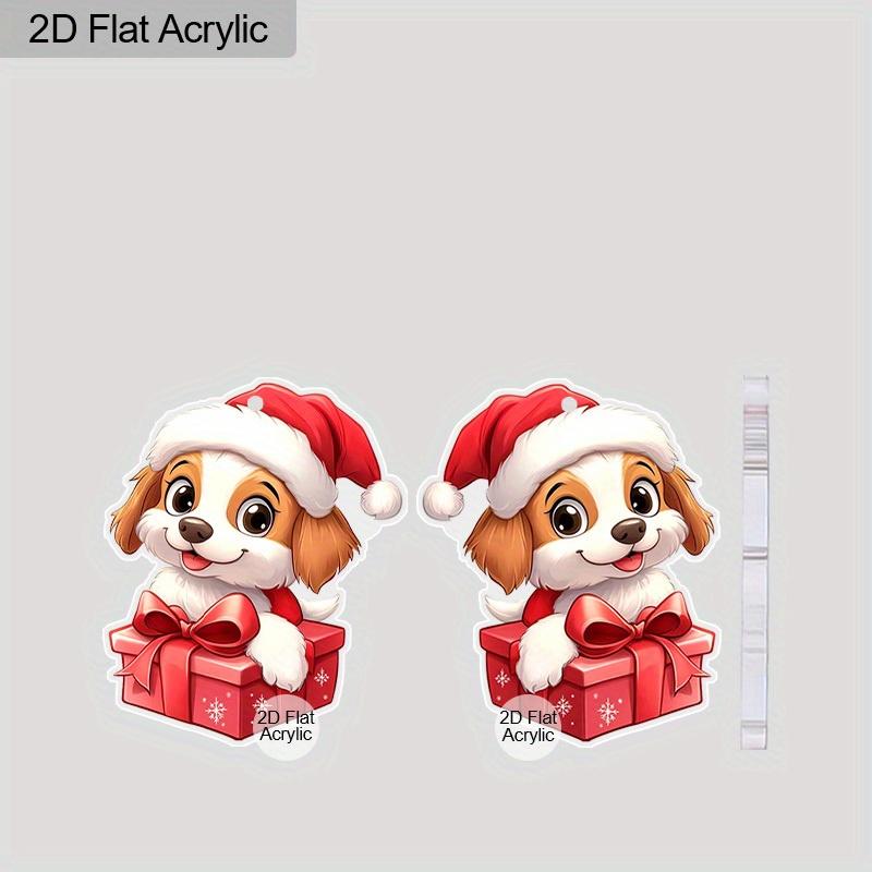 2D Flat Christmas Earrings  Acrylic Gift Box Dog Pattern Earrings Women's Holiday Party Accessories Christmas Outfit Accessories Jewelry Accessories