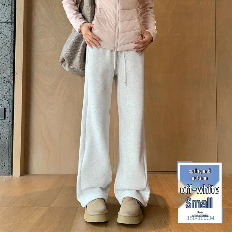 Pantaloni de trening largi cu fleece pentru femei - Toamnă/Iarnă 2024, Îngroșați, Largi, Subțiază, Picior drept, Îmbrăcăminte sport casual