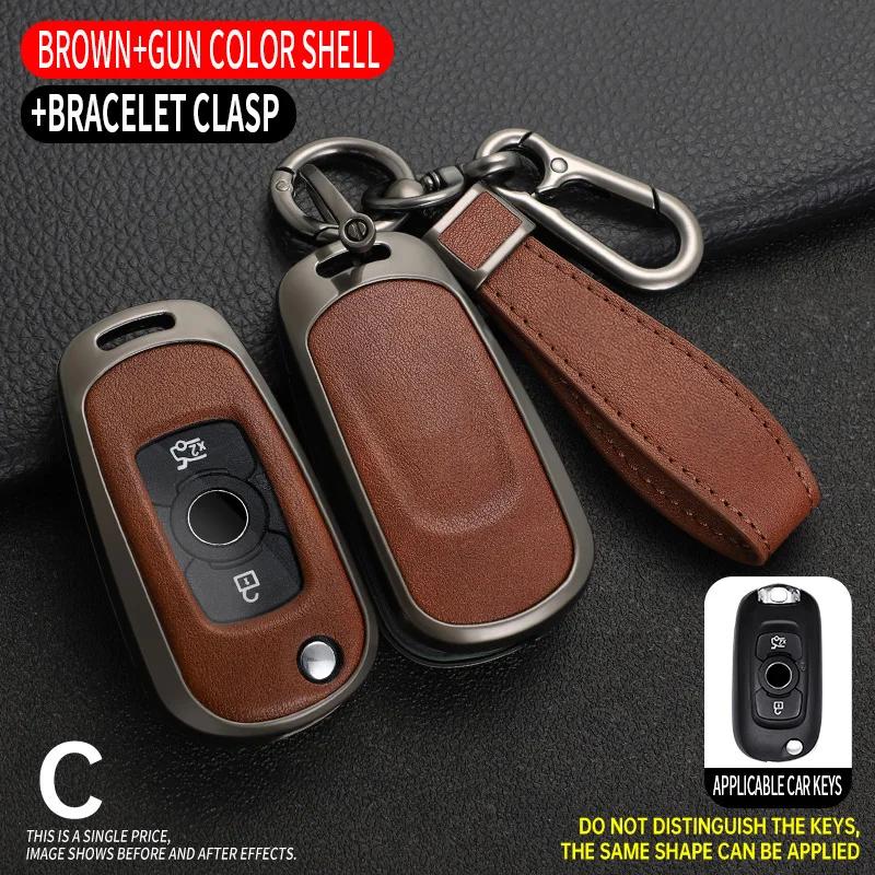 

Zinc Alloy Leather Car Key Case Cover For Opel Vauxhall Astra K Corsa E Turbo Case For Buick Verano Encore Gx Gl6 - Key