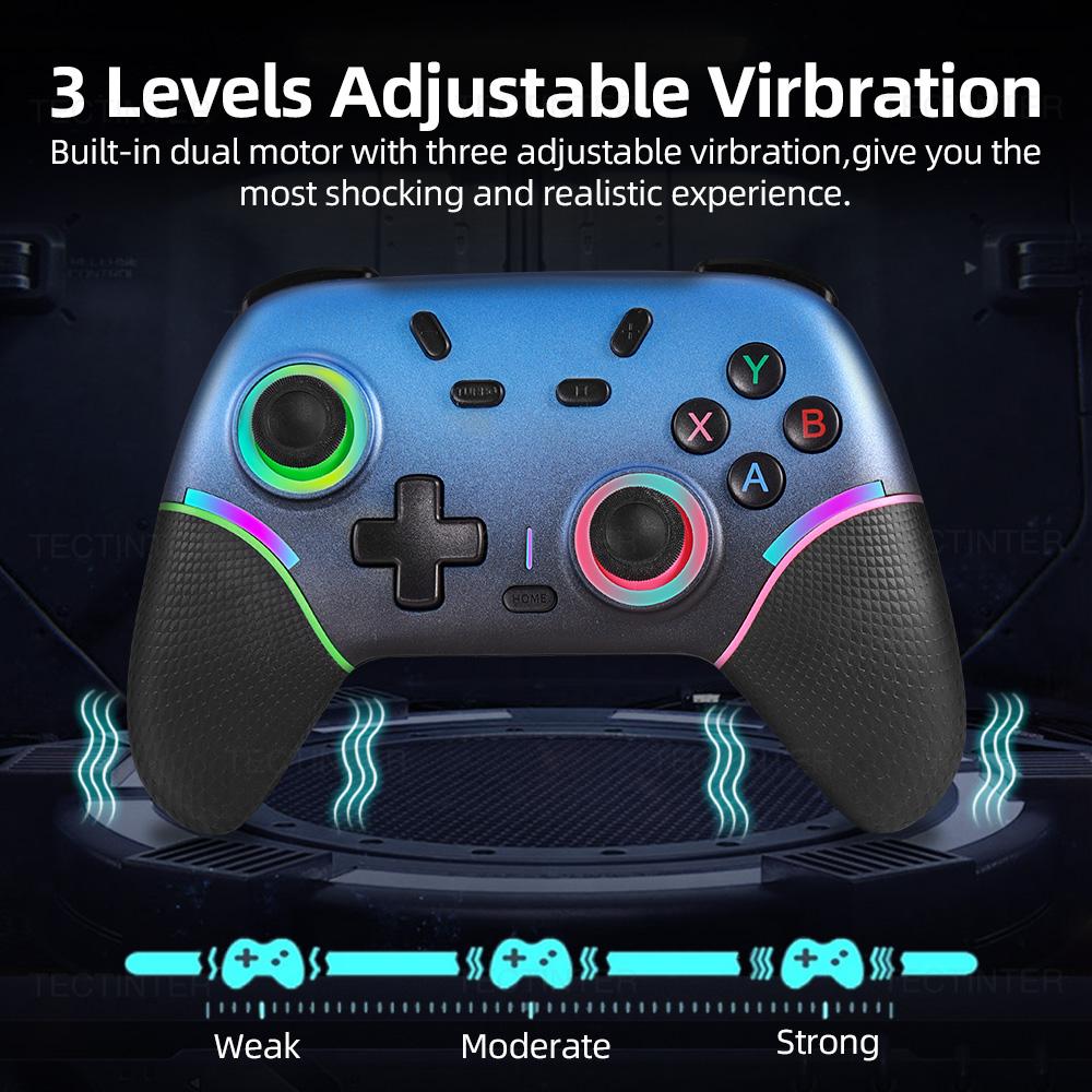RGB Wireless BT Controller for Nintendo Switch 1/2/OLED Gamepad for Android Phone/PC Hall Effect Joystick with Turbo Function