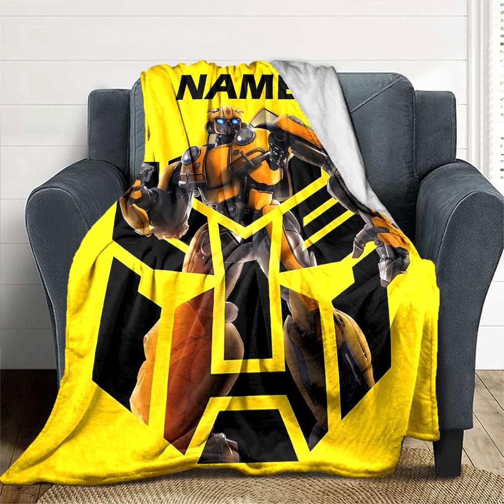 Customizable Bumblebee1 Throw Blanket – Personalized Name, All-Season Cozy Snug Blanket, Machine Washable, Personalized Blanket