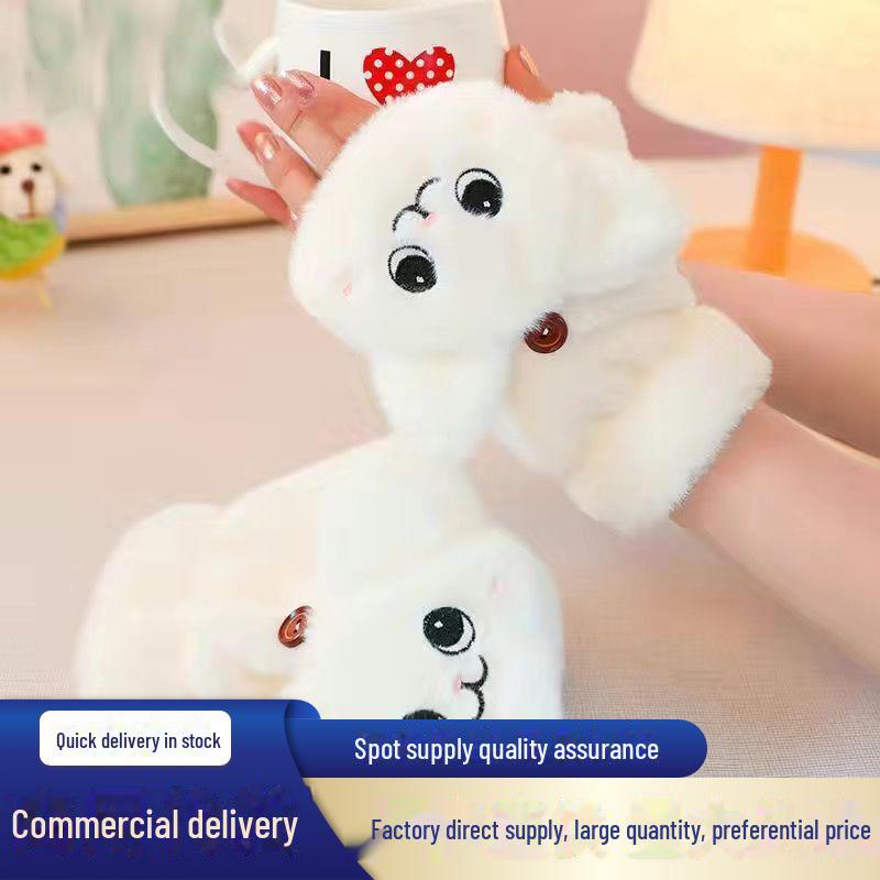 

«Уютные зимние перчатки с вышивкой «Кролик» — мягкие, теплые, непромокаемые, для студентов» темно-синий