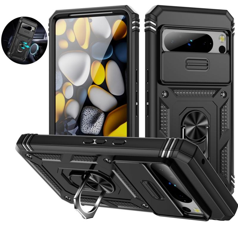 Slide Lens Protect Armor Case For Google Pixel 9 8 7 6 Pro XL 7A 8A Pixel8 Magnetic Ring Cover For Pixel9 Pro 9Pro XL 8Pro Funda