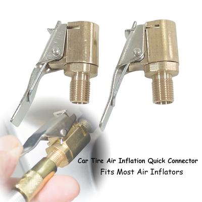 2pcs Car Tire Air Inflation Quick Connector Air Pump Inflator Adapter Clamp-type Threaded Nozzle Automotive Tire Chuck Accessory