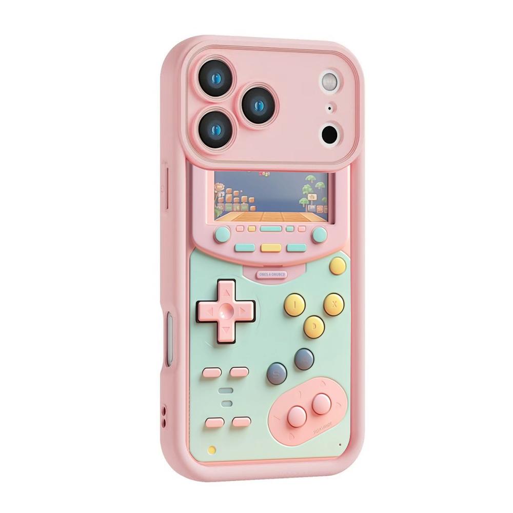 Pink Game Console 2D Pattern Phone Case Suitable for iPhone 17 16 15 14 13 12 11Pro/Max/Plus Anti Drop and Shockproof Back Cover