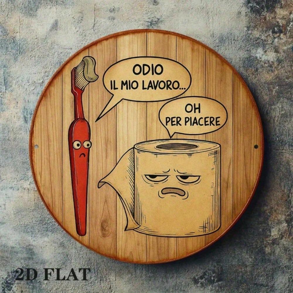 Funny Italian Metal Wall Art Sign Vintage Humor Decor for Toilet Bathroom