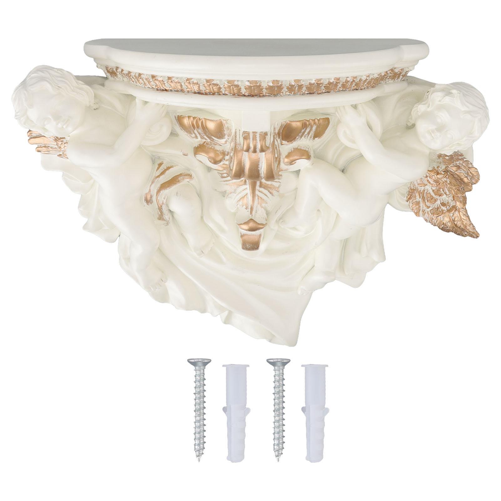 Aimo Beige/Gold Resin Angel Wall Shelf European Exquisite Beautiful Decoration Rack For Bedroom Living Room Kitchen