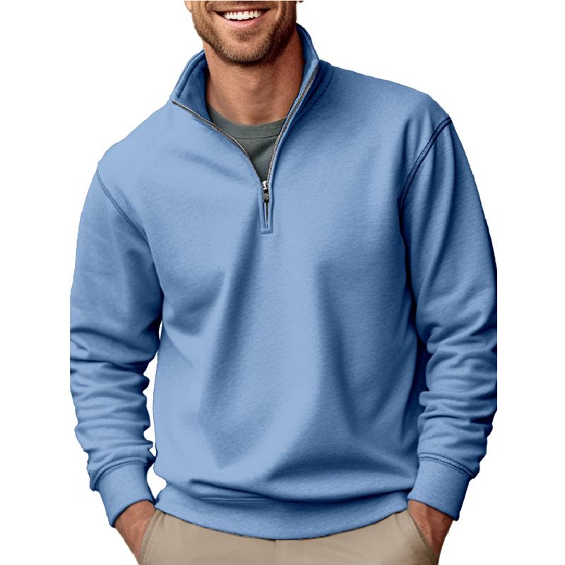 New Men's Hoodie Casual Zipper Stand Collar Thick and Fleece Solid Color Men's Hoodie