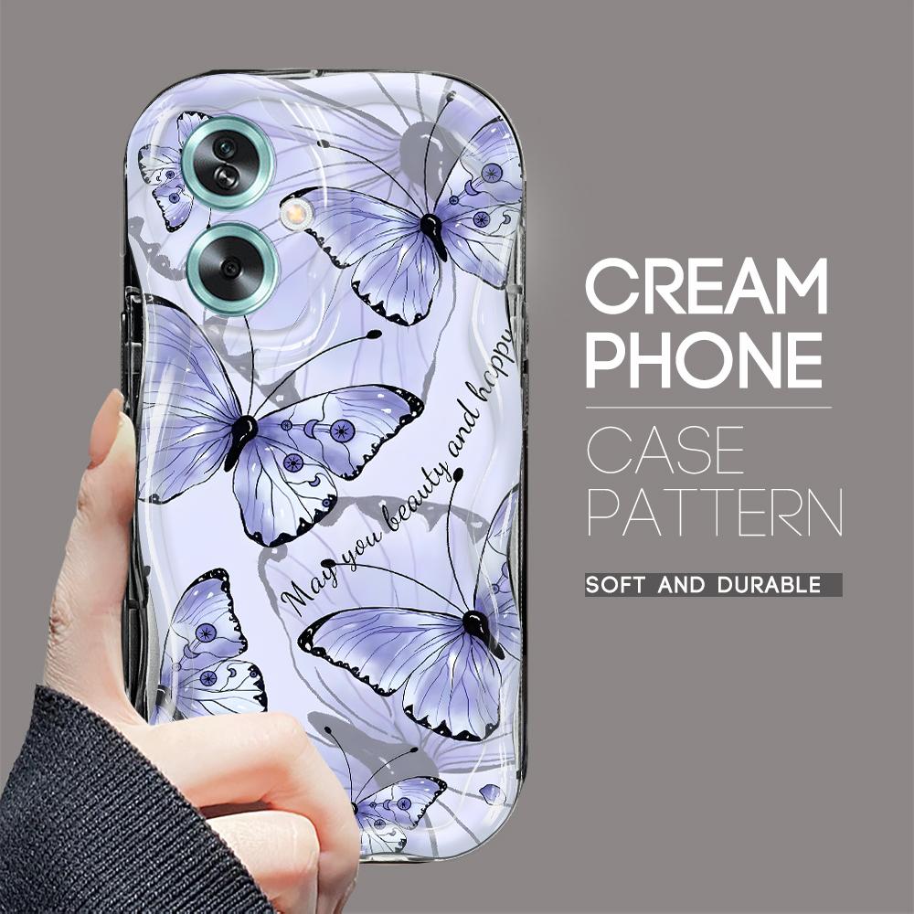 

Милый мультяшный узор, кремовая текстура, мягкий силиконовый чехол с волнистыми краями, чехол для телефона для OPPO Reno Realme Realme C33 чёрный