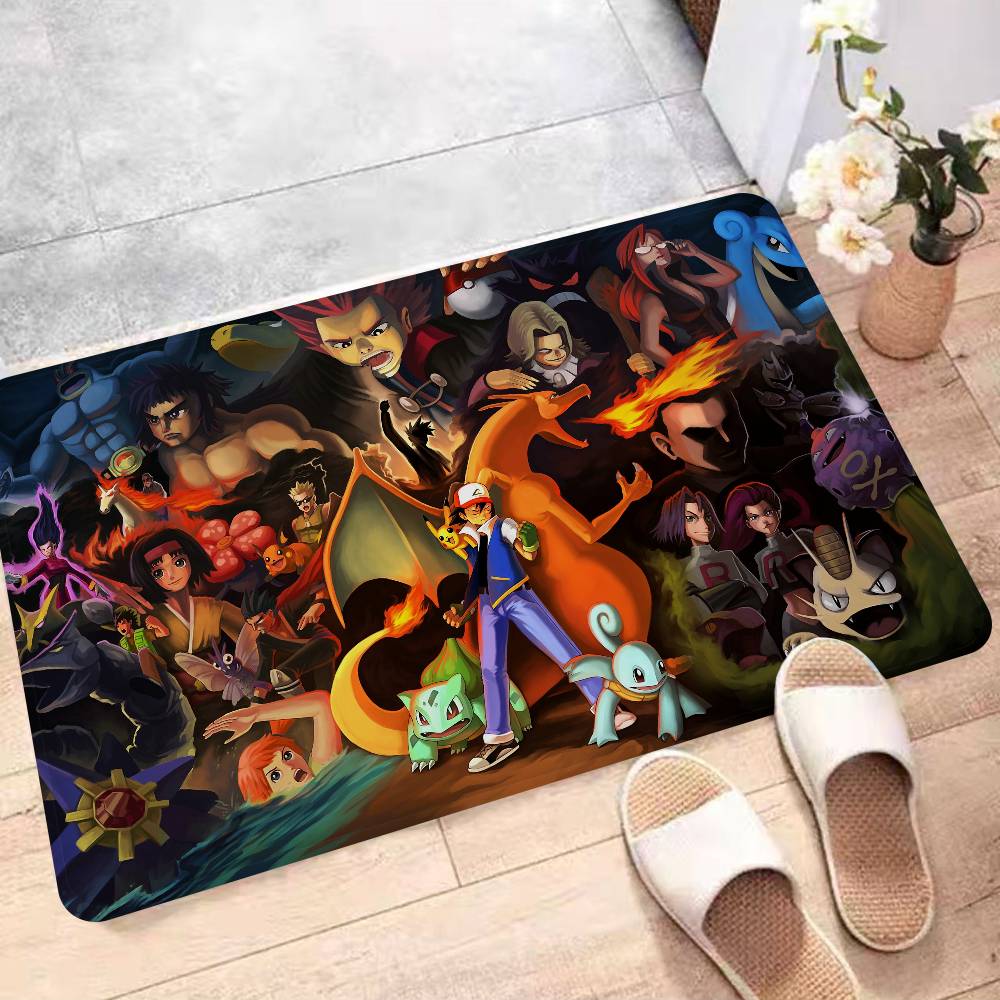 Cute P-Pokemones Anime Kitchen Mat Cheaper Anti-slip Modern Living Room Balcony Printed Modern Home Decor