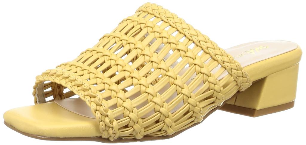 Oriental Traffic Mesh Square Available in Large and Small Comfortable to Walk Size 32201 Women's Sandals/Mules, Mid-Heel, Toe, Sizes, in, Yellow,