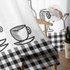 Kitchen Utensils Plaid Tulle Curtains For Living Room Chiffon Voile Sheer Window Curtain For Bedroom