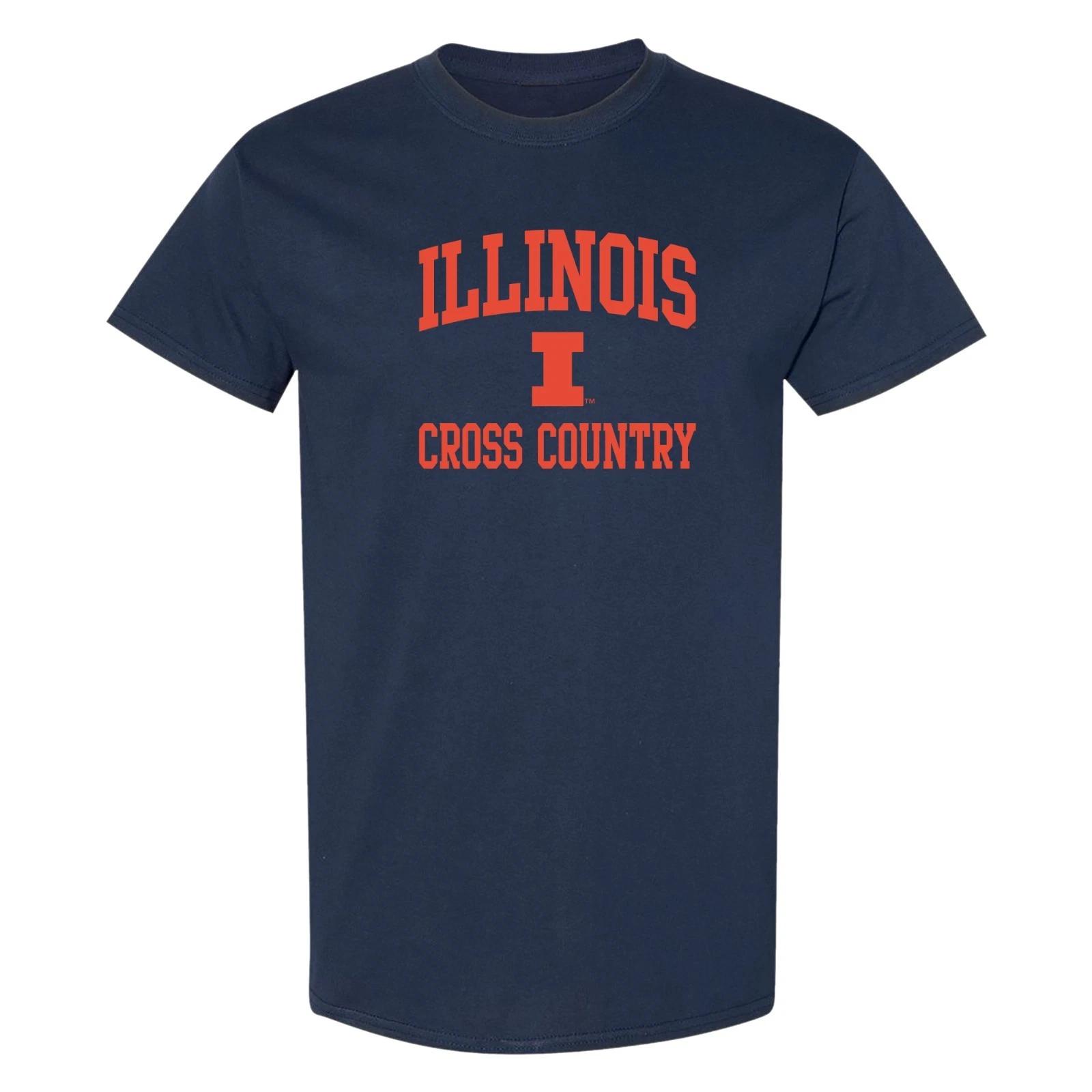 Illinois Arch Logo Cross Country T-Shirt - Navy S