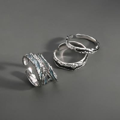 PONYKISS Anelli Geometrici Irregolari con Apertura in Argento Sterling per Donna Trendy Raffinati Minimalisti Accessori Personalità