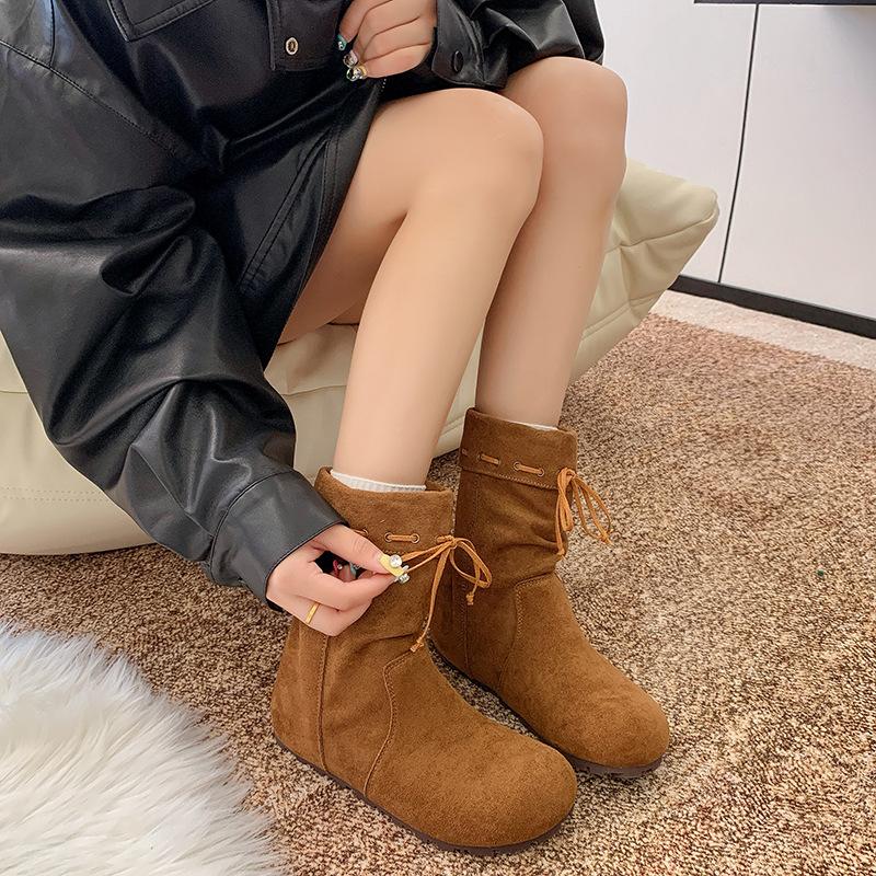 Soft-soled Retro Maillard Stacking Boots Women's New Autumn Platform Short Boots Western Martin Boots