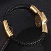 New Mens Bracelets Leo Lion Stainless Steel Clasp Black Leather Bracelet Cuff Wristband Fashion Jewelry