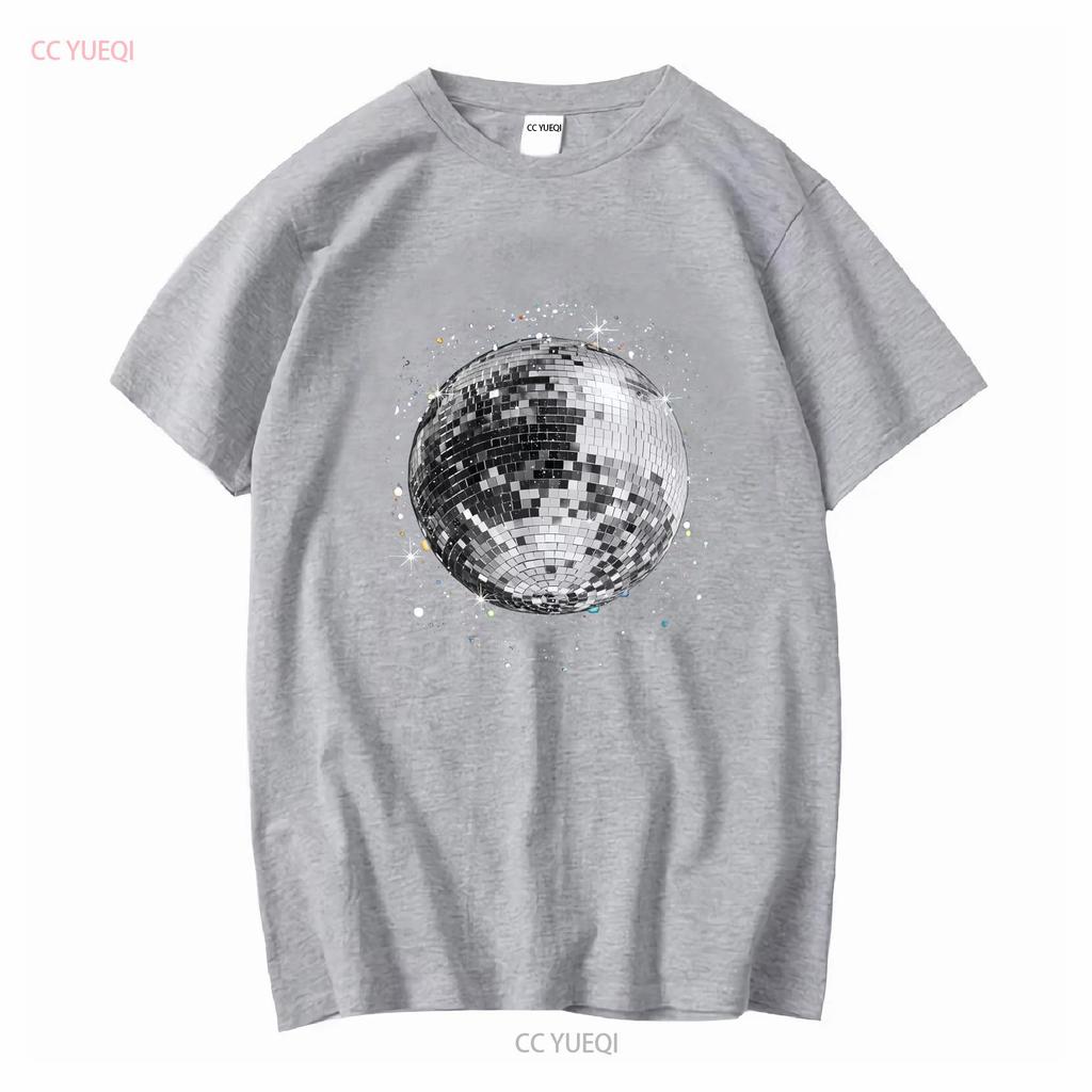 Black and White Disco Ball Club Retro T Shirt  vintage Washed homme Soft streetwear designer clothes Versatile Breathable